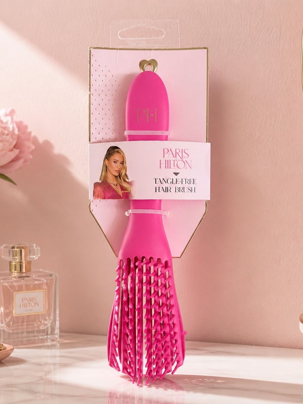 Paris Hilton Tangle-Free Hair Brush Hot Pink New